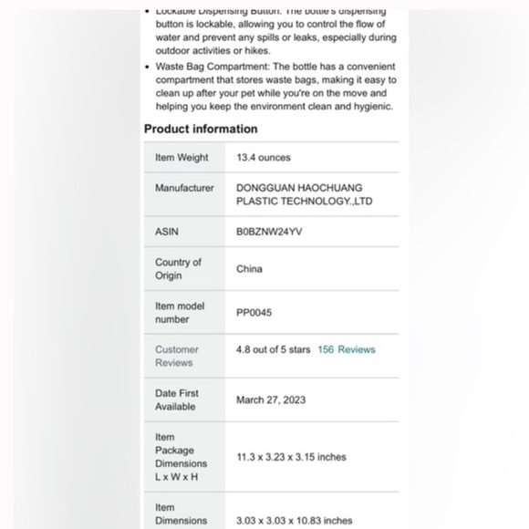 Geeebooc 3-in-1 Port Dog Water Bottle w/Food Container BPA Free N… - Picture 10 of 11